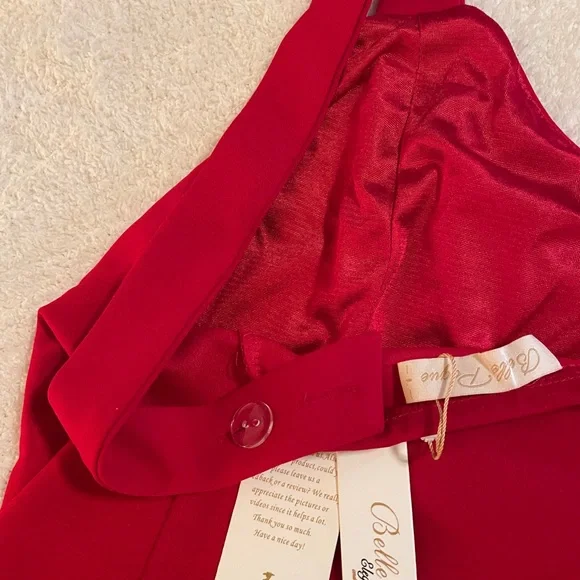 Convertible Chic! 🔥 Belle Poque Red Blouse (L) NWT - Picture 7 of 9